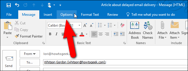 where is delayed send option in outlook for mac